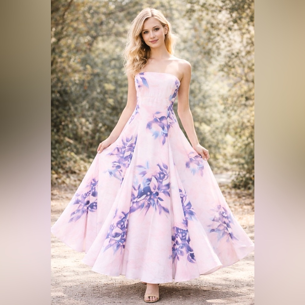 Abercrombie and Fitch Watercolor Floral Clasp Back Midi Dress (Strap Option) MP - Picture 1 of 8